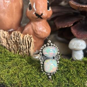 925 Sterling double Ethiopian Opal ring